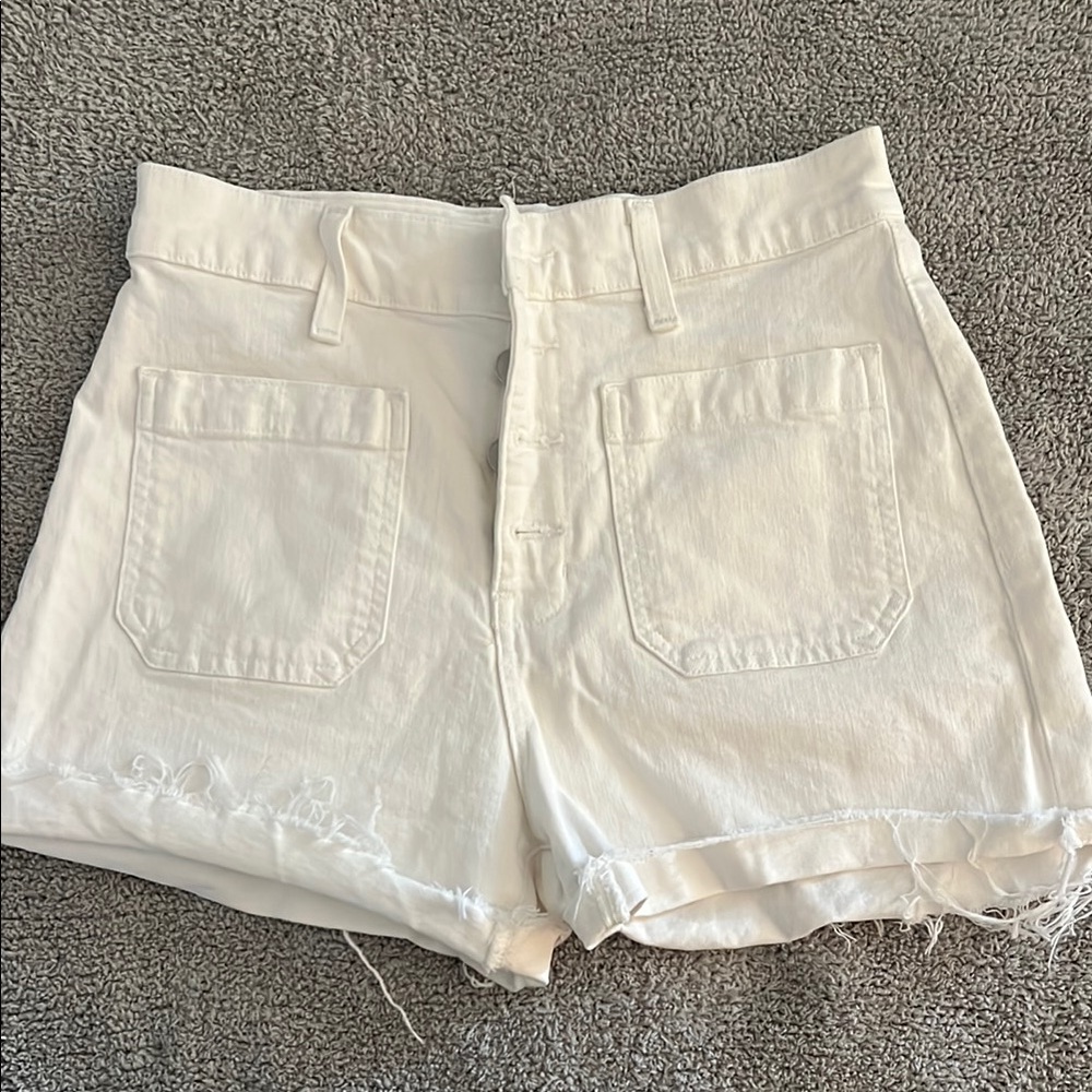 Madewell Buttonfront Women's White Denim Shorts